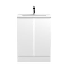 Hudson Reed Urban 600mm Floor Standing 2-door Vanity Unit & Basin 2 Contemp Satin White MFC Painted Matt 828x605x395mm - JJ Building Materials