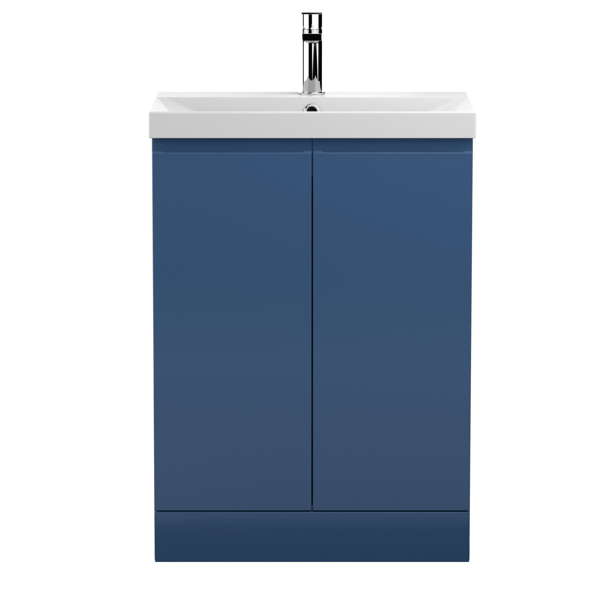 Hudson Reed Urban 600mm Floor Standing 2 - door Vanity Unit & Basin 3 Contemp Satin Blue MFC Painted Matt 860x610x395mm - JJ Building Materials