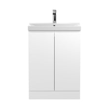 Hudson Reed Urban 600mm Floor Standing 2-door Vanity Unit & Basin 3 Contemp Satin White MFC Painted Matt 860x610x395mm - JJ Building Materials