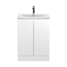 Hudson Reed Urban 600mm Floor Standing 2 Door Vanity Unit & Basin 4 Contemp Satin White MFC Painted Matt 840x610x440mm - JJ Building Materials