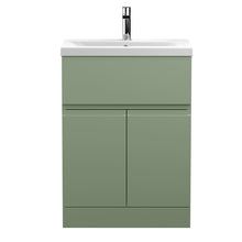 Hudson Reed Urban 600mm Floor Standing 2 Door/drawer Unit & Basin 1 Contemp Satin Green MFC Painted Matt 850x610x390mm - JJ Building Materials
