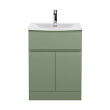 Hudson Reed Urban 600mm Floor Standing 2 Door/drawer Unit & Basin 4 Contemp Satin Green MFC Painted Matt 835x610x440mm - JJ Building Materials