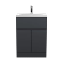 Hudson Reed Urban 600mm Floor Standing 2 Door/drawer Vanity & Basin 1 Contemp Soft Black MFC Painted Matt 850x610x390mm - JJ Building Materials