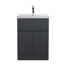Hudson Reed Urban 600mm Floor Standing 2 Door/drawer Vanity & Basin 3 Contemp Soft Black MFC Painted Matt 860x610x395mm - JJ Building Materials