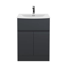 Hudson Reed Urban 600mm Floor Standing 2 Door/drawer Vanity & Basin 4 Contemp Soft Black MFC Painted Matt 835x610x440mm - JJ Building Materials