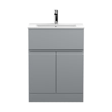 Hudson Reed Urban 600mm Floor Standing 2-door/drawer Vanity Unit & Basin 2 Contemp Satin Grey MFC Painted Matt 828x605x395mm - JJ Building Materials