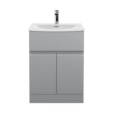 Hudson Reed Urban 600mm Floor Standing 2 Door/drawer Vanity Unit & Basin 4 Contemp Satin Grey MFC Painted Matt 840x610x440mm - JJ Building Materials