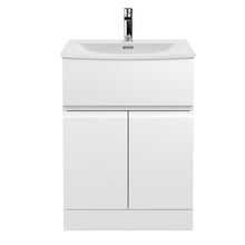 Hudson Reed Urban 600mm Floor Standing 2 Door/drawer Vanity Unit & Basin 4 Contemp Satin White MFC Painted Matt 840x610x440mm - JJ Building Materials