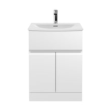 Hudson Reed Urban 600mm Floor Standing 2 Door/drawer Vanity Unit & Basin 4 Contemp Satin White MFC Painted Matt 840x610x440mm - JJ Building Materials