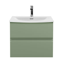 Hudson Reed Urban 600mm Wall Hung 2 Drawer Unit & Basin 4 Contemp Satin Green MFC Painted Matt 525x610x440mm - JJ Building Materials