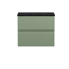 Hudson Reed Urban 600mm Wall Hung 2 Drawer Unit & Laminate Top Contemp Satin Green MFC Painted Matt 522x610x390mm - URB804LSB - JJ Building Materials