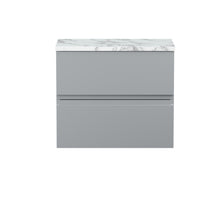 Hudson Reed Urban 600mm Wall Hung 2 - drawer Unit & Laminate Worktop Contemp Satin Grey MFC Painted Matt 522x610x390mm - JJ Building Materials