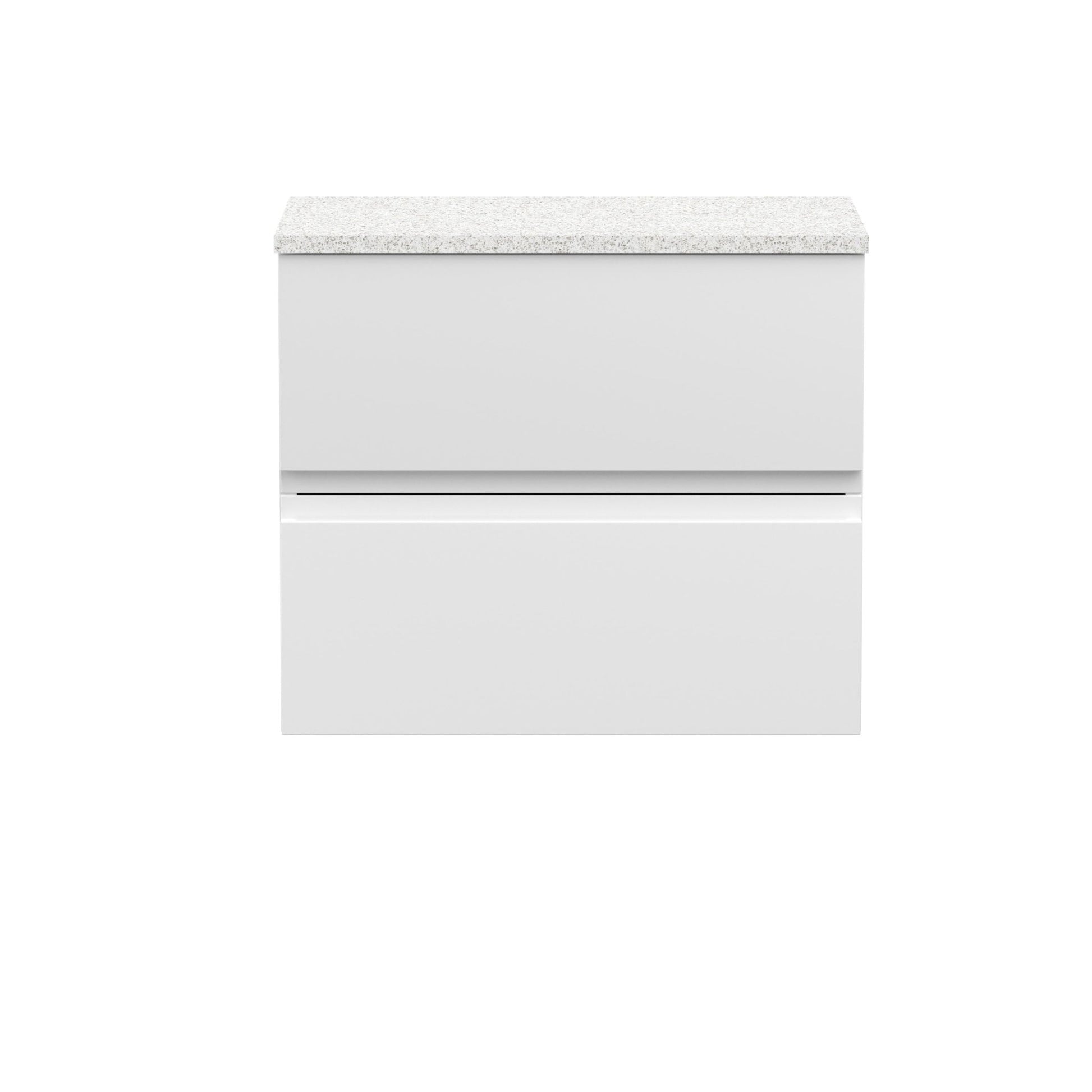 Hudson Reed Urban 600mm Wall Hung 2 - drawer Unit & Laminate Worktop Contemp Satin White MFC Painted Matt 522x610x390mm - JJ Building Materials