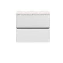 Hudson Reed Urban 600mm Wall Hung 2 - drawer Unit & Laminate Worktop Contemp Satin White MFC Painted Matt 522x610x390mm - JJ Building Materials