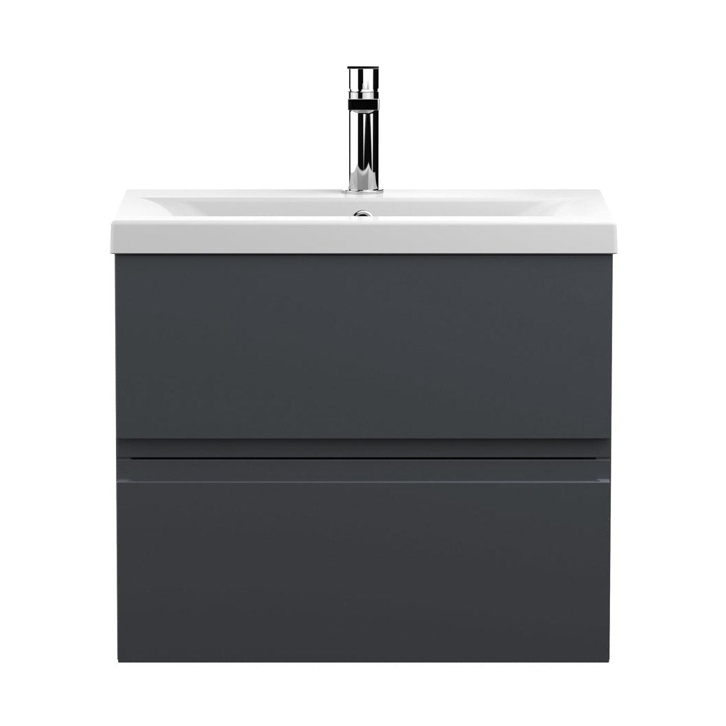 Hudson Reed Urban 600mm Wall Hung 2 Drawer Vanity & Basin 1 Contemp Soft Black MFC Painted Matt 540x610x390mm - JJ Building Materials