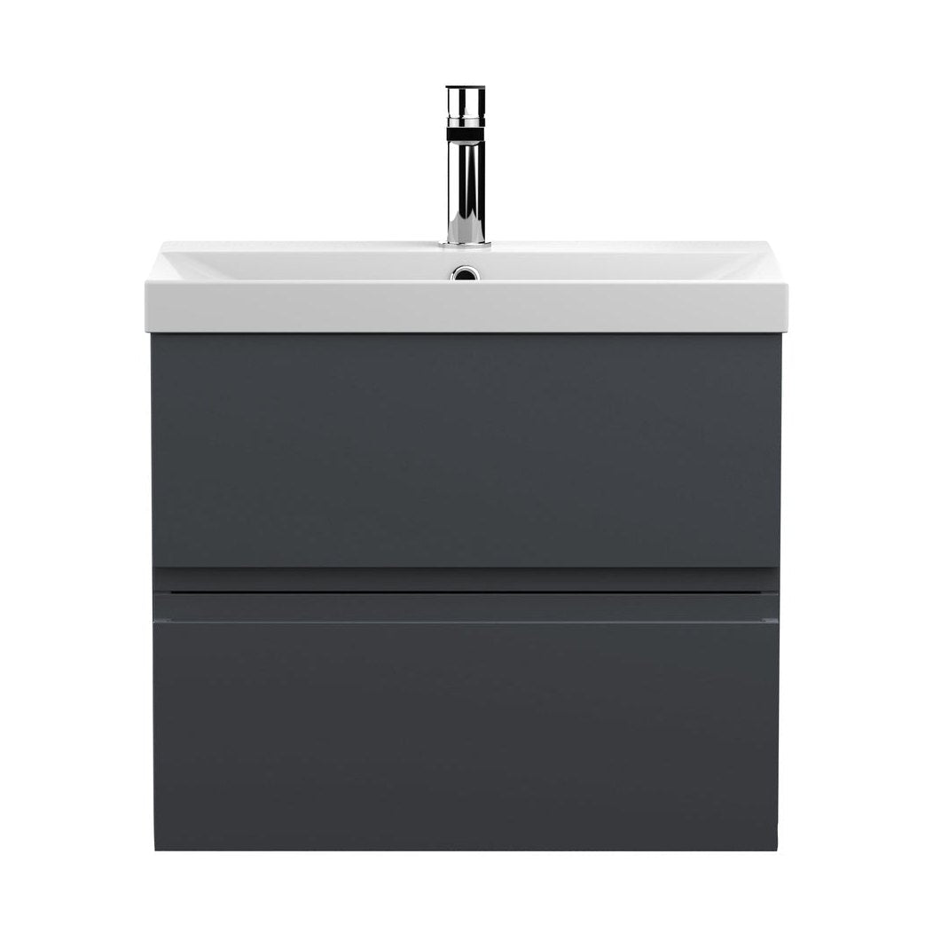 Hudson Reed Urban 600mm Wall Hung 2 Drawer Vanity & Basin 3 Contemp Soft Black MFC Painted Matt 550x610x395mm - JJ Building Materials