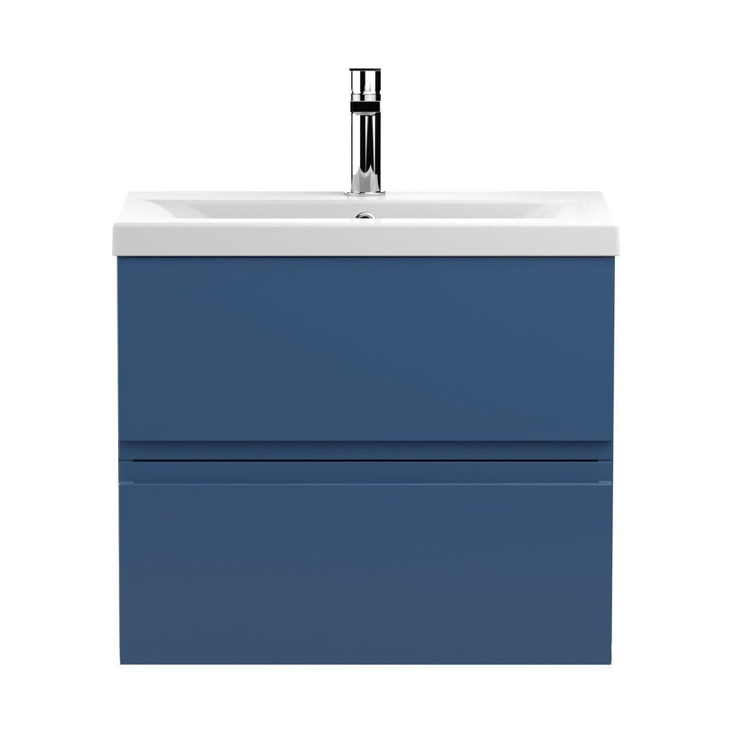 Hudson Reed Urban 600mm Wall Hung 2-drawer Vanity Unit & Basin 1 Contemp Satin Blue MFC Painted Matt 540x610x390mm - JJ Building Materials