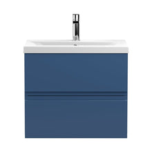 Hudson Reed Urban 600mm Wall Hung 2-drawer Vanity Unit & Basin 1 Contemp Satin Blue MFC Painted Matt 540x610x390mm - JJ Building Materials
