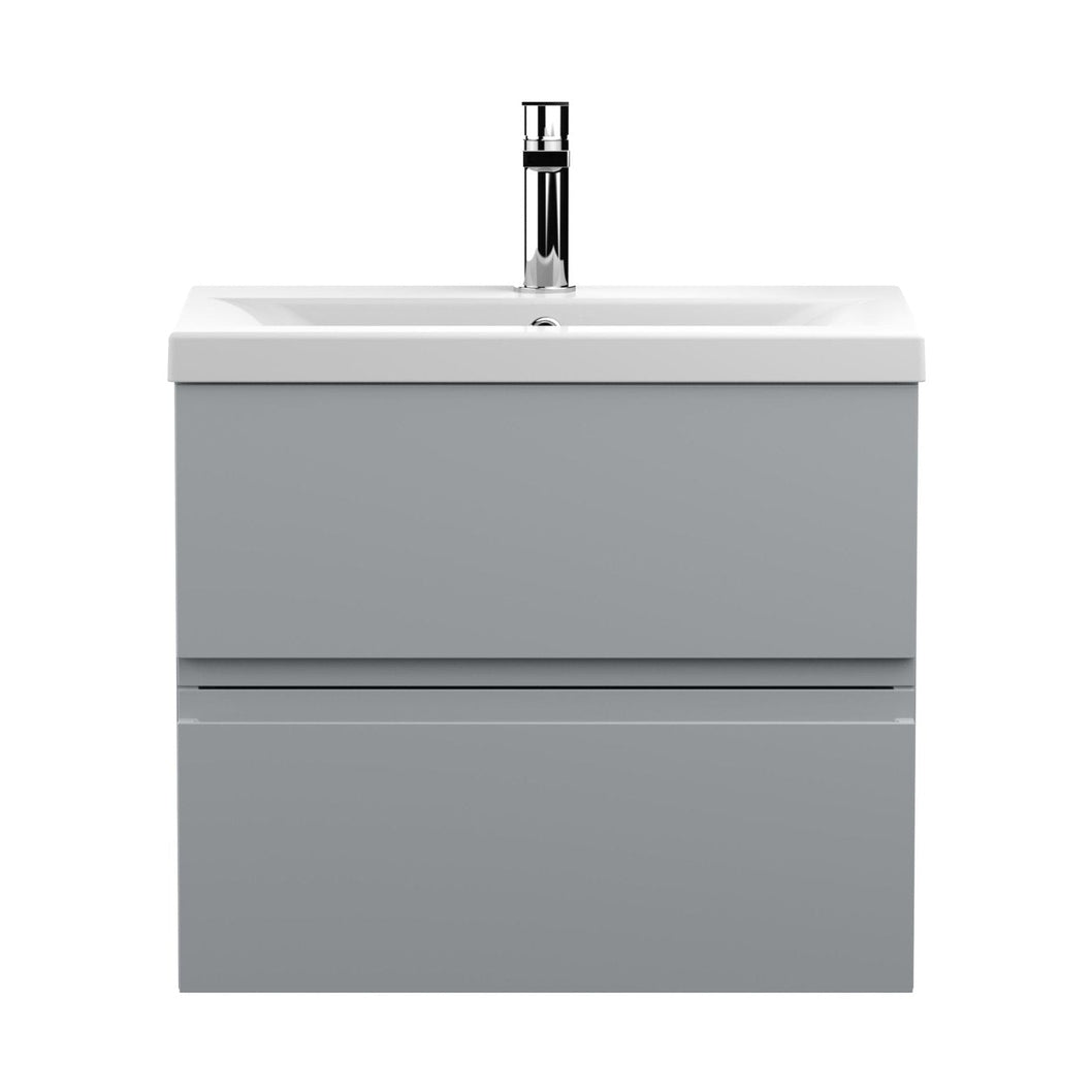 Hudson Reed Urban 600mm Wall Hung 2-drawer Vanity Unit & Basin 1 Contemp Satin Grey MFC Painted Matt 540x610x390mm - JJ Building Materials