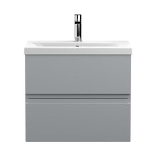 Hudson Reed Urban 600mm Wall Hung 2-drawer Vanity Unit & Basin 1 Contemp Satin Grey MFC Painted Matt 540x610x390mm - JJ Building Materials