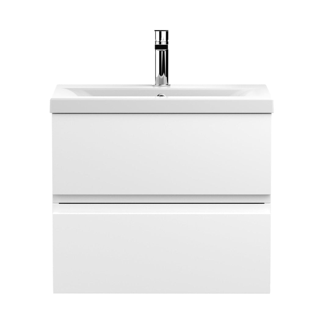 Hudson Reed Urban 600mm Wall Hung 2-drawer Vanity Unit & Basin 1 Contemp Satin White MFC Painted Matt 540x610x390mm - JJ Building Materials