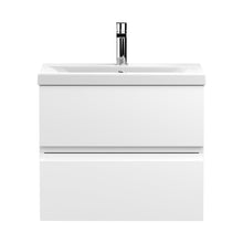 Hudson Reed Urban 600mm Wall Hung 2-drawer Vanity Unit & Basin 1 Contemp Satin White MFC Painted Matt 540x610x390mm - JJ Building Materials