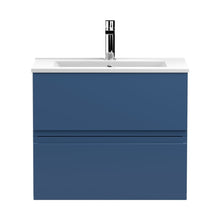 Hudson Reed Urban 600mm Wall Hung 2-drawer Vanity Unit & Basin 2 Contemp Satin Blue MFC Painted Matt 518x605x395mm - JJ Building Materials