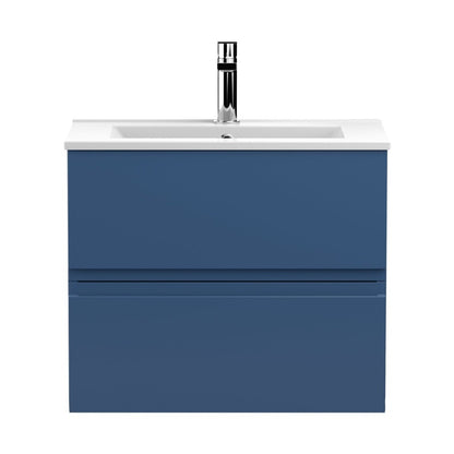 Hudson Reed Urban 600mm Wall Hung 2-drawer Vanity Unit & Basin 2 Contemp Satin Blue MFC Painted Matt 518x605x395mm - JJ Building Materials