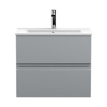 Hudson Reed Urban 600mm Wall Hung 2-drawer Vanity Unit & Basin 2 Contemp Satin Grey MFC Painted Matt 518x605x395mm - JJ Building Materials