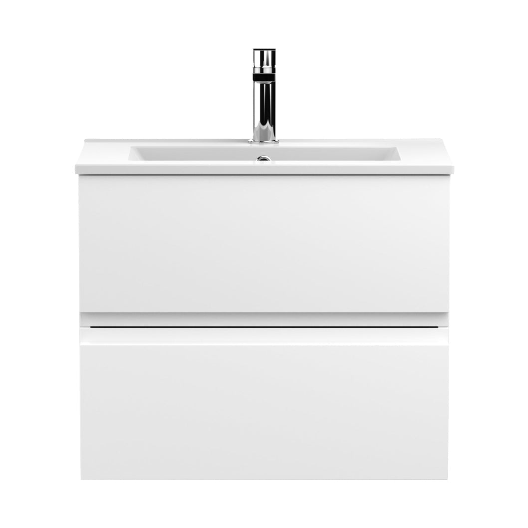 Hudson Reed Urban 600mm Wall Hung 2-drawer Vanity Unit & Basin 2 Contemp Satin White MFC Painted Matt 518x605x395mm - JJ Building Materials