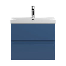 Hudson Reed Urban 600mm Wall Hung 2-drawer Vanity Unit & Basin 3 Contemp Satin Blue MFC Painted Matt 550x610x395mm - JJ Building Materials
