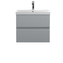 Hudson Reed Urban 600mm Wall Hung 2 - drawer Vanity Unit & Basin 3 Contemp Satin Grey MFC Painted Matt 550x610x395mm - JJ Building Materials