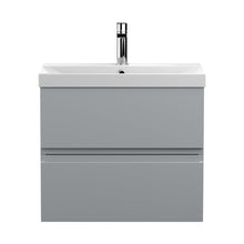 Hudson Reed Urban 600mm Wall Hung 2-drawer Vanity Unit & Basin 3 Contemp Satin Grey MFC Painted Matt 550x610x395mm - JJ Building Materials