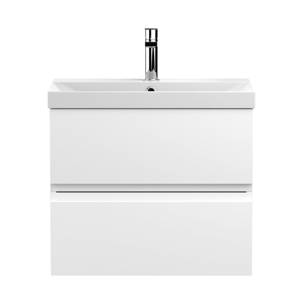 Hudson Reed Urban 600mm Wall Hung 2-drawer Vanity Unit & Basin 3 Contemp Satin White MFC Painted Matt 550x610x395mm - JJ Building Materials