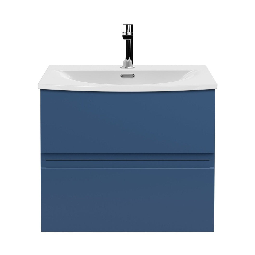 Hudson Reed Urban 600mm Wall Hung 2 Drawer Vanity Unit & Basin 4 Contemp Satin Blue MFC Painted Matt 530x610x440mm - JJ Building Materials