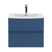 Hudson Reed Urban 600mm Wall Hung 2 Drawer Vanity Unit & Basin 4 Contemp Satin Blue MFC Painted Matt 530x610x440mm - JJ Building Materials