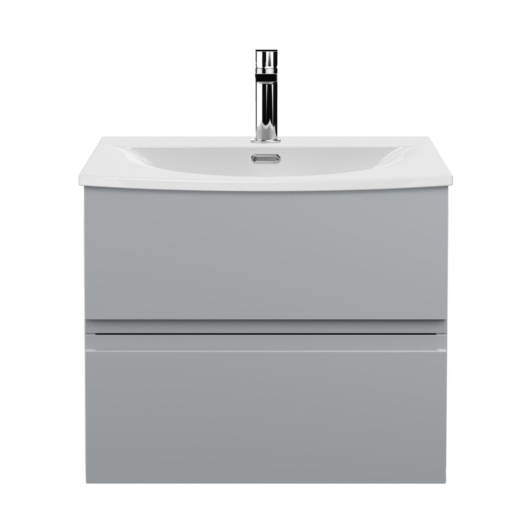 Hudson Reed Urban 600mm Wall Hung 2 Drawer Vanity Unit & Basin 4 Contemp Satin Grey MFC Painted Matt 530x610x440mm - JJ Building Materials