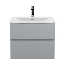 Hudson Reed Urban 600mm Wall Hung 2 Drawer Vanity Unit & Basin 4 Contemp Satin Grey MFC Painted Matt 530x610x440mm - JJ Building Materials