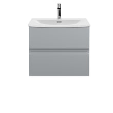 Hudson Reed Urban 600mm Wall Hung 2 Drawer Vanity Unit & Basin 4 Contemp Satin Grey MFC Painted Matt 530x610x440mm - JJ Building Materials