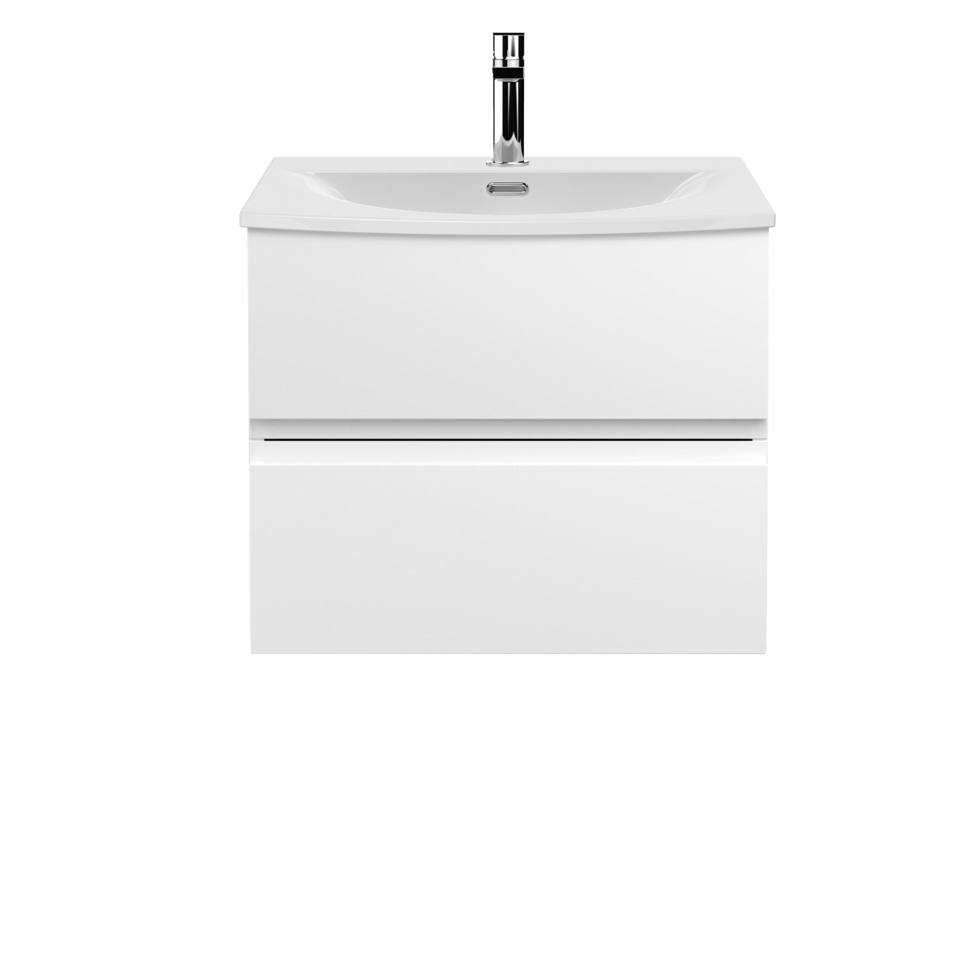 Hudson Reed Urban 600mm Wall Hung 2 Drawer Vanity Unit & Basin 4 Contemp Satin White MFC Painted Matt 530x610x440mm - JJ Building Materials