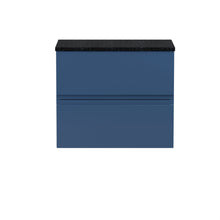 Hudson Reed Urban 600mm Wall Hung 2 - drawer Vanity Unit & Laminate Worktop Contemp Satin Blue MFC Painted Matt 522x605x390mm - URB304LSB - JJ Building Materials