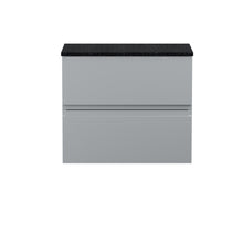 Hudson Reed Urban 600mm Wall Hung 2 - drawer Vanity Unit & Laminate Worktop Contemp Satin Grey MFC Painted Matt 522x605x390mm - URB204LSB - JJ Building Materials