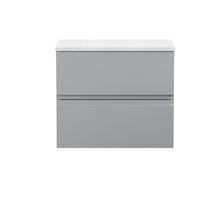 Hudson Reed Urban 600mm Wall Hung 2 - drawer Vanity Unit & Laminate Worktop Contemp Satin Grey MFC Painted Matt 522x605x390mm - URB204LSW - JJ Building Materials