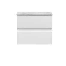 Hudson Reed Urban 600mm Wall Hung 2 - drawer Vanity Unit & Laminate Worktop Contemp Satin White MFC Painted Matt 522x605x390mm - URB104LBG - JJ Building Materials