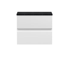 Hudson Reed Urban 600mm Wall Hung 2 - drawer Vanity Unit & Laminate Worktop Contemp Satin White MFC Painted Matt 522x605x390mm - URB104LSB - JJ Building Materials