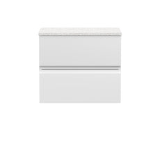 Hudson Reed Urban 600mm Wall Hung 2 - drawer Vanity Unit & Laminate Worktop Contemp Satin White MFC Painted Matt 522x605x390mm - URB104LSW - JJ Building Materials