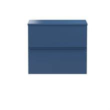 Hudson Reed Urban 600mm Wall Hung 2 - drawer Vanity Unit & Worktop Contemp Satin Blue MFC Painted Matt 518x605x390mm - JJ Building Materials