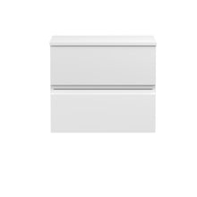 Hudson Reed Urban 600mm Wall Hung 2 - drawer Vanity Unit & Worktop Contemp Satin White MFC Painted Matt 518x605x390mm - JJ Building Materials