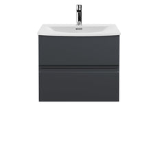 Hudson Reed Urban 600mm Wall Hung 2 Drawer Vanity & Worktop Contemp Soft Black MFC Painted Matt 518x610x390mm - JJ Building Materials