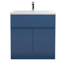 Hudson Reed Urban 800mm Floor Standing 2 - door Vanity Unit & Basin 1 Contemp Satin Blue MFC Painted Matt 850x810x390mm - JJ Building Materials